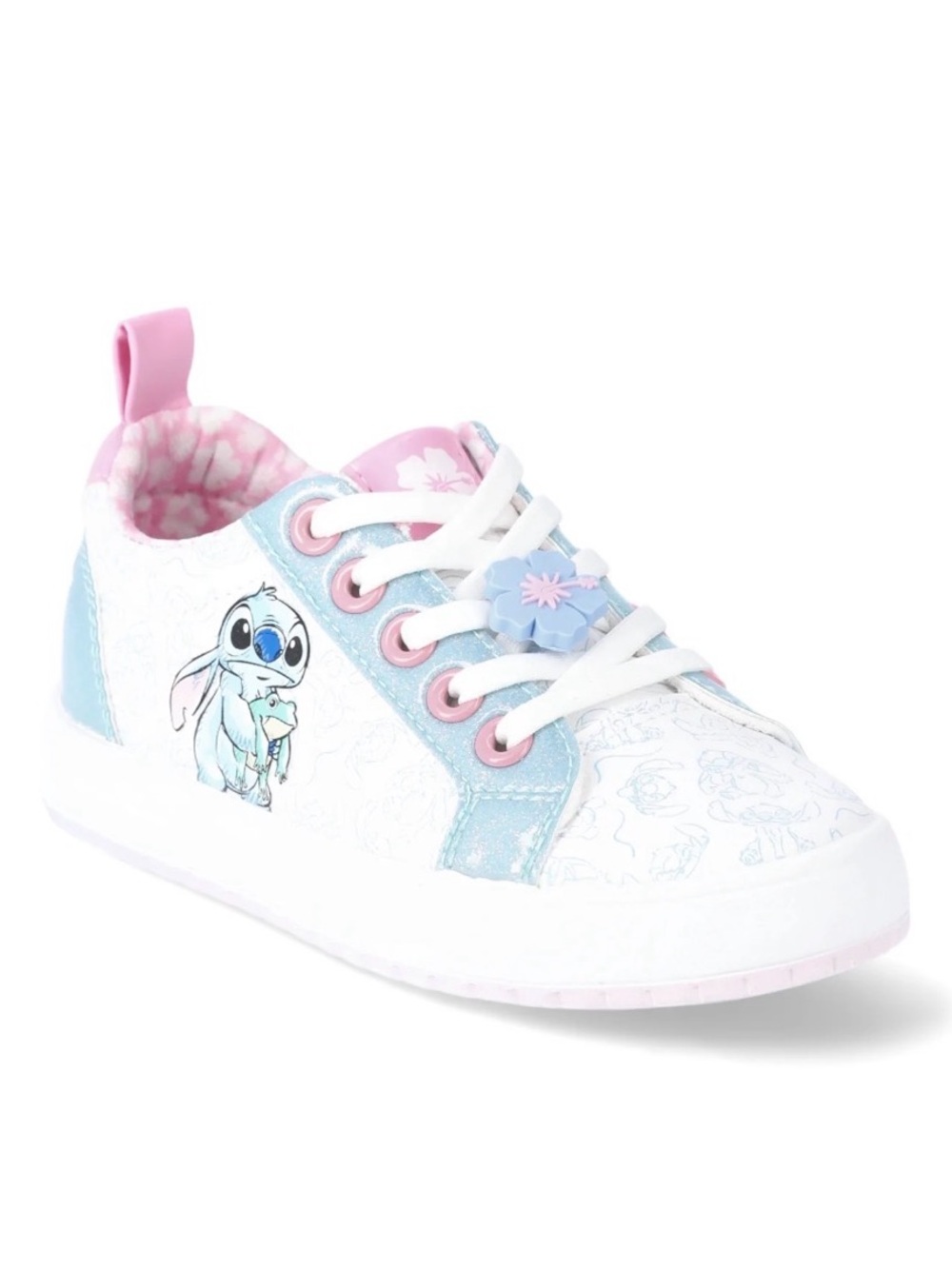 Disney Kids Stitch White Pink Blue Lace-Up Sneakers